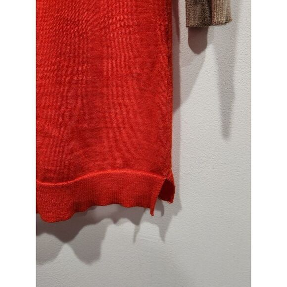 Loft Lightweight Wool Blend Colorblocked 3/4 Sleeve Crew Neck Sweater, S - Picture 3 of 6